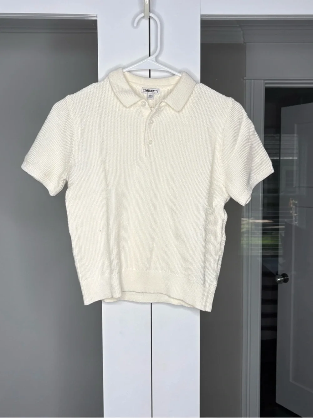NWT J. Crew Crewcuts Kids' Short-sleeve Seed-stitch Sweater-polo Ivory
